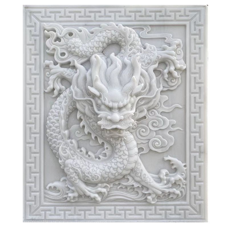 石雕九龙壁浮雕地雕大型鱼跃龙门御道深雕壁画新中式影壁墙背景墙