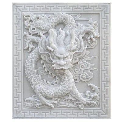 石雕九龙壁浮雕地雕大型鱼跃龙门御道深雕壁画新中式影壁墙背景墙