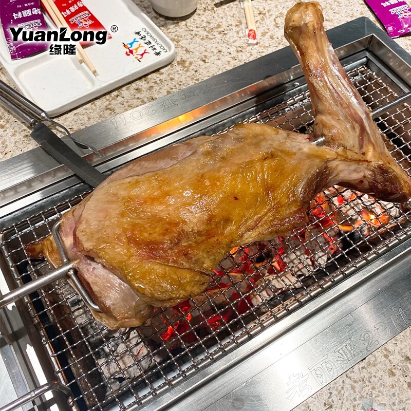 羊腿烤炉不锈钢烧烤炉炭火烤羊腿炉子镶嵌式烤炉上排烟自助碳烤炉