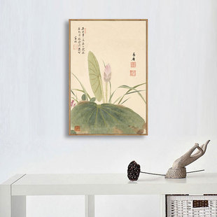 新中式装饰画明项圣谟花卉花鸟挂画客厅沙发玄关餐厅画国画名人画