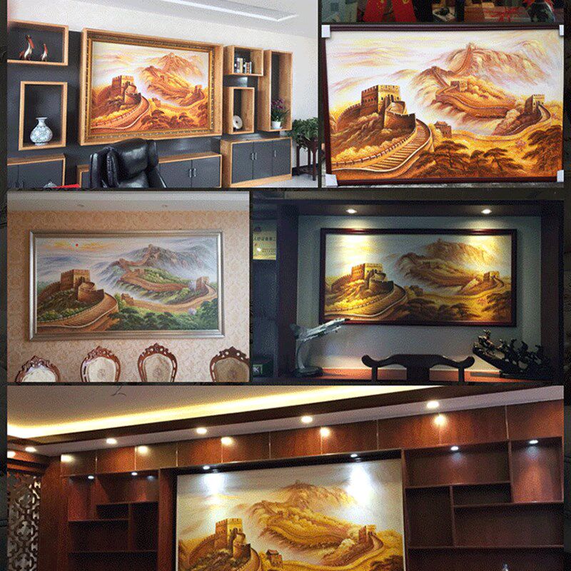 金长城油画 背山靠图 高端风景装饰画 会议室挂画 办公室中式