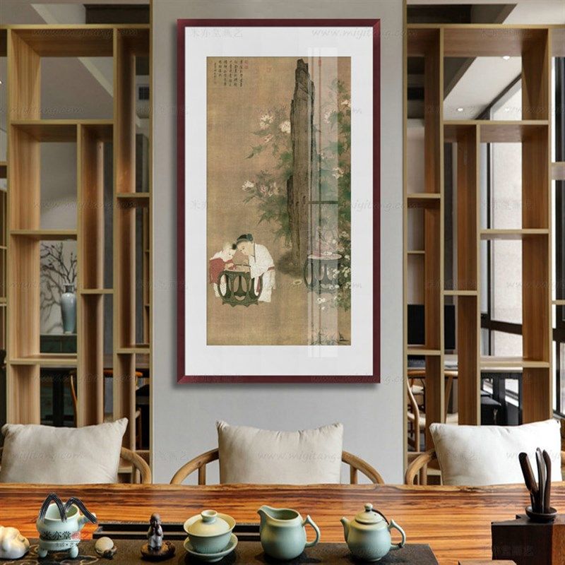 米亦堂x冬日戏婴图 新中式唐宋古典人物国画客厅餐厅书房玄关挂画