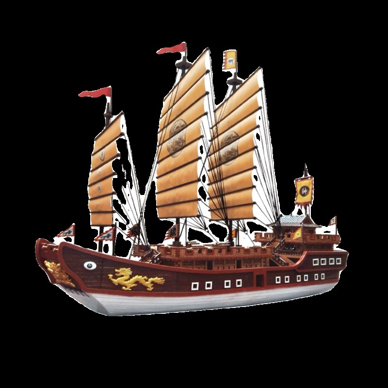 郑和下西洋 护卫战船 中国古战船 帆船模型 精致工艺品摆饰