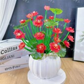 新品 贵妃荷花材料包手工编织品DIY创意编织渐变荷花串珠摆件