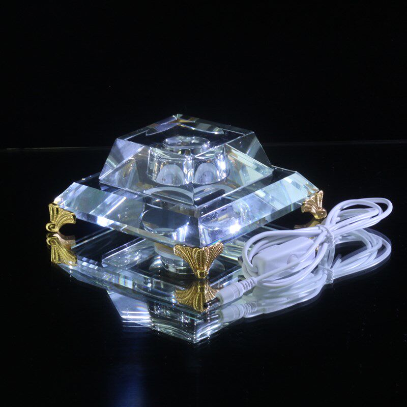 水晶球发光底座托底七彩变色幻彩调光定色插充电LED凹面桌面摆件