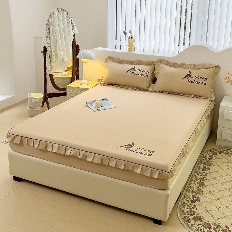 韩式公主风床笠款水洗全棉床上花边四件套罩床品床单4件套纯棉被