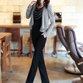 黑色工作裤 垂感直筒裤 修身 职业休闲工装 女 秋冬厚款 裤 高腰女士西裤