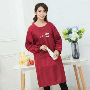 防水围裙时尚厨房防污防油渍工作服长袖系带护衣易洗成人反穿罩衣