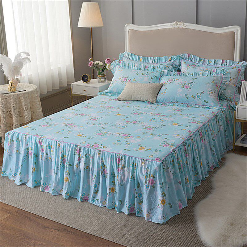 床罩2021年新款四季纯棉紫色秋天床裙单件裙式四季通用韩式荷叶边