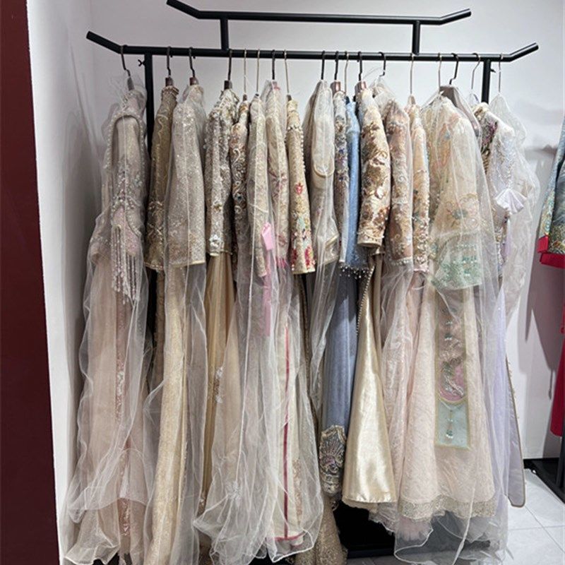 新中式婚纱架子汉服展示架复古秀禾架子唐装挂衣杆仿古风礼服货架