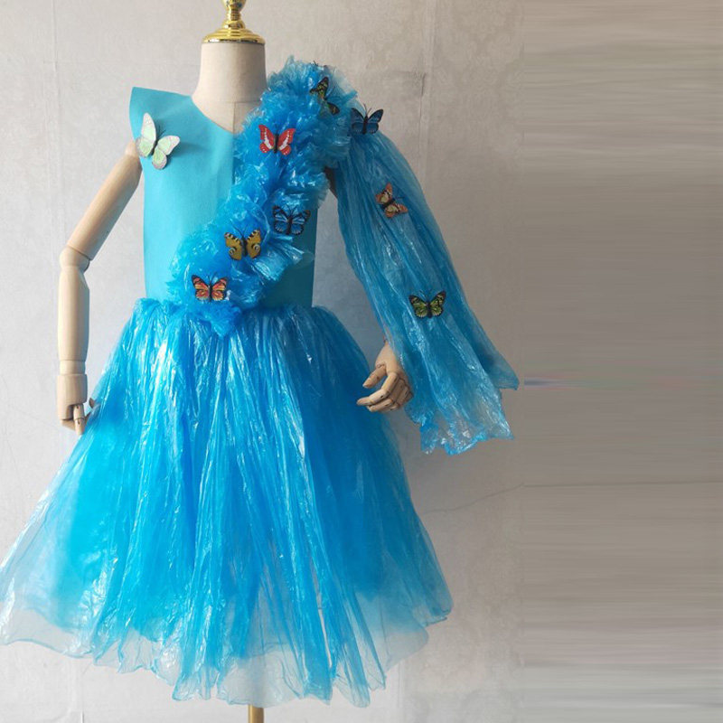 六一儿童环保服装幼儿园手工创意diy亲子演出男女童时装走秀塑料