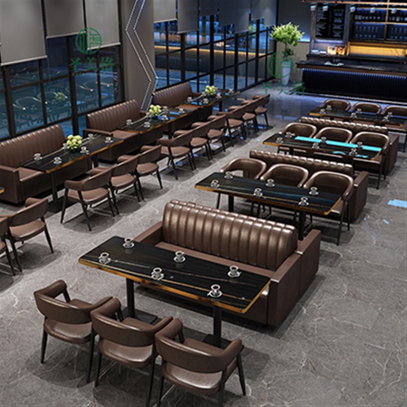 咖啡厅酒吧清吧桌椅组合酒馆西餐烧烤奶茶店沙发复古休闲餐饮卡座