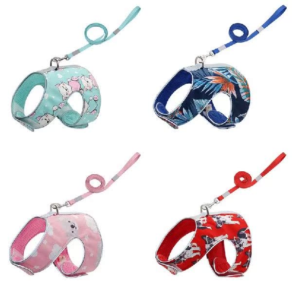 Cat Dog Adjustable Harness Vest Walking Lead Leash For
