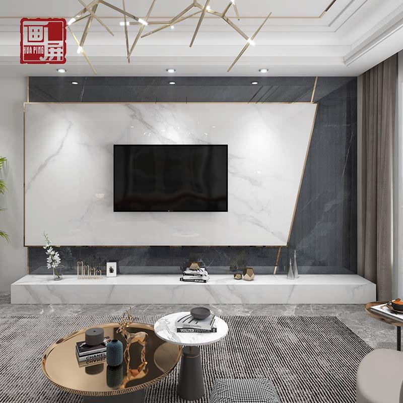 电视简约现代岩新款悬空大理石仿2020背景墙轻奢客厅电视墙瓷砖板