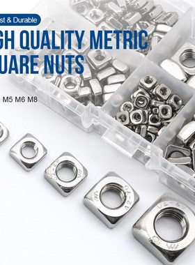 185pcs Square Nuts Assortment Kit A2 Stainless Steel M3 M4 M