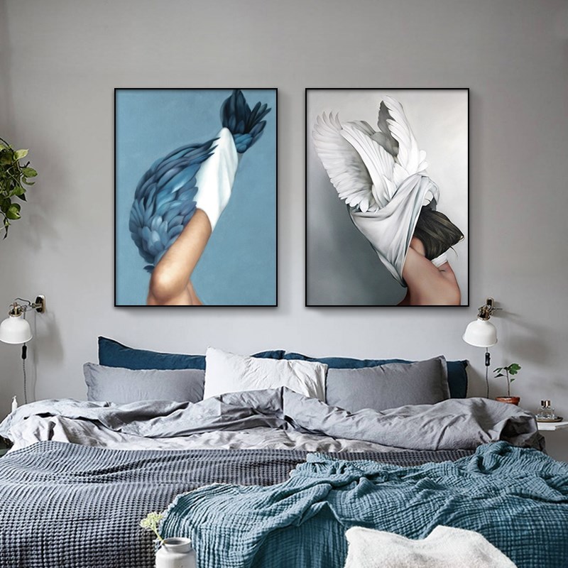 定做背景墙北欧装饰画三联画现代简约大气沙发客厅轻奢挂画人物美图片