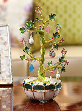 新品珐琅彩发财摇钱树客厅酒柜家居装饰品办公室招财乔迁开业礼品