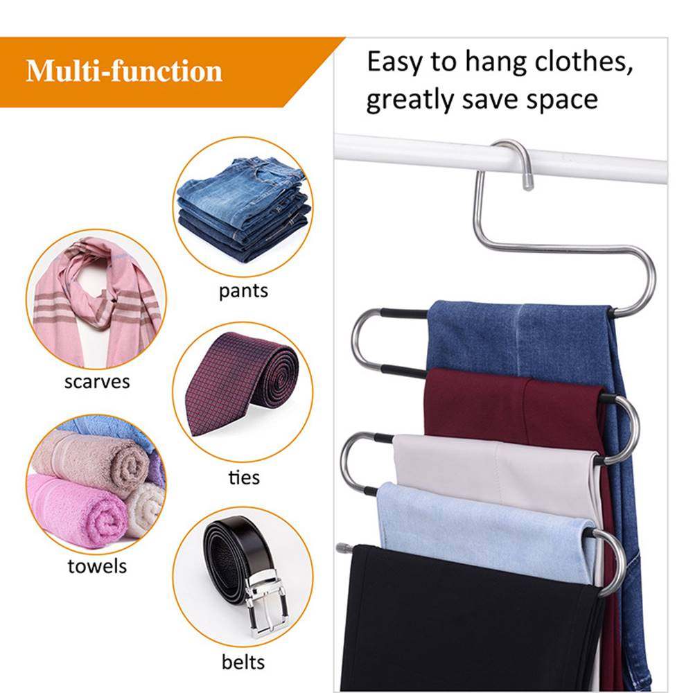 Five S- Layers Trouser Hanger Hangers Space-Saving Clothes