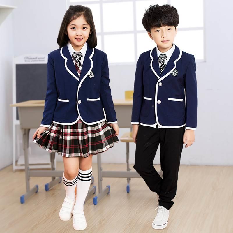 好货l童合儿英服唱演出西装男女童朗诵服初中生白色校服小学生黑