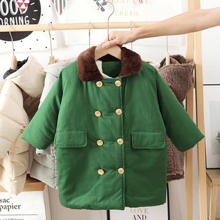 军棉大衣绿色儿童女宝宝冬季加厚男童雷锋帽小童棉服帽子套装棉袄