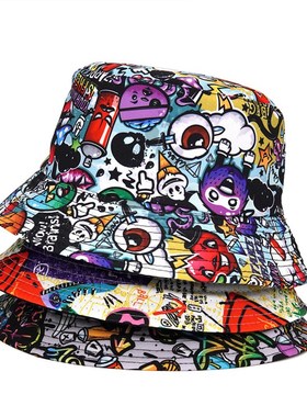 Panama Bucket Hats Animal Letter Print Fisherman Hat Summer