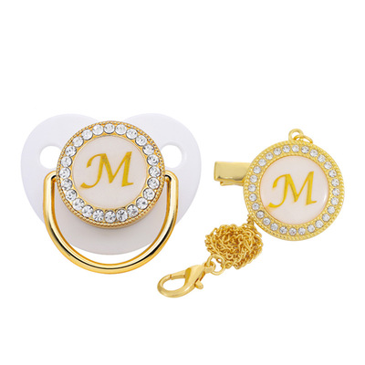 26 Name Initial Letter White Baby Pacifier Clip Pacifier Cha
