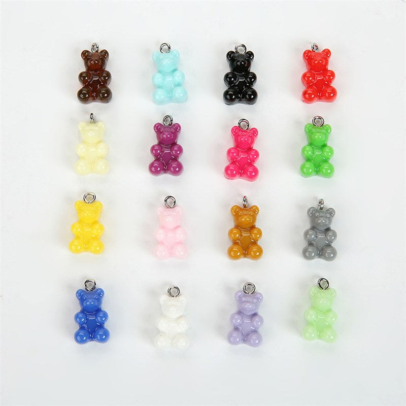 32Pcs 16*10mm Resin Gummy Bear Charms Flatback Candy Necklac