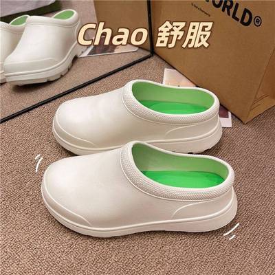 新品水鞋女干活防滑女鞋工作厨房专用厨师鞋防水防油耐磨雨鞋女款