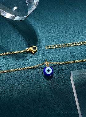 Evil Eye Chain Blue Amulet Pendant Necklace Ojo Turco Kabbal