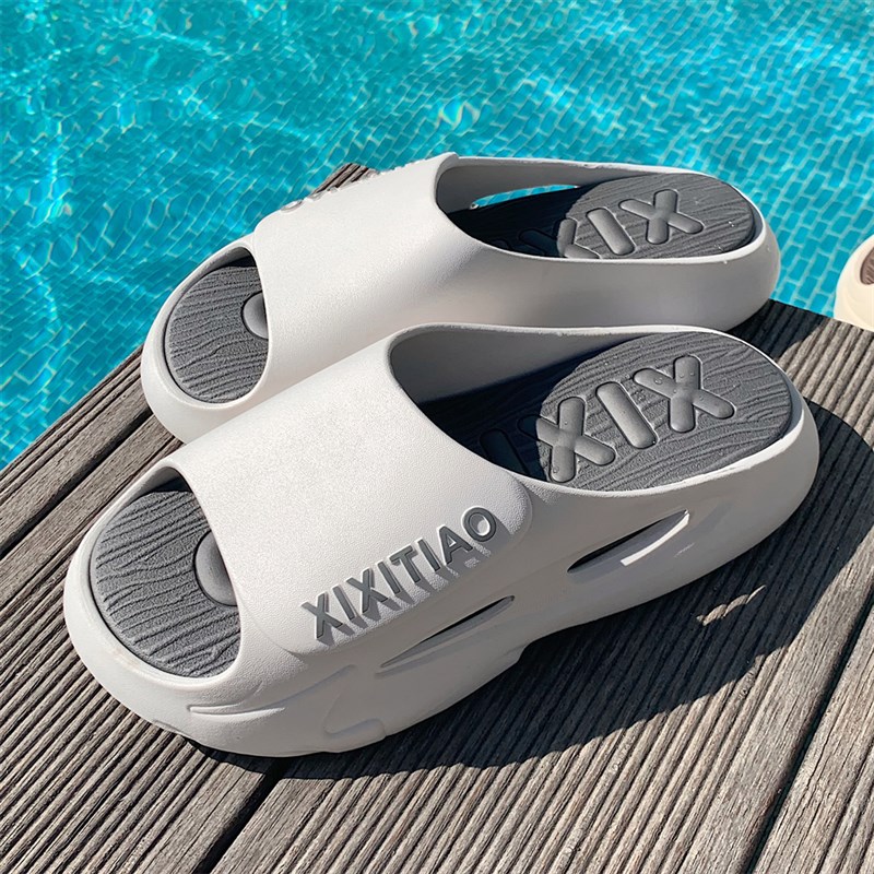 细细条 潮酷拼色运动拖鞋情侣夏季时尚户外防滑厚底一字凉拖男女