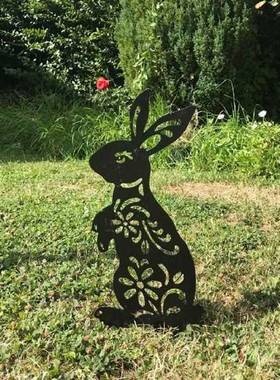 Easter Rabbit Silhouette Stake Cute Black Bunny Garden