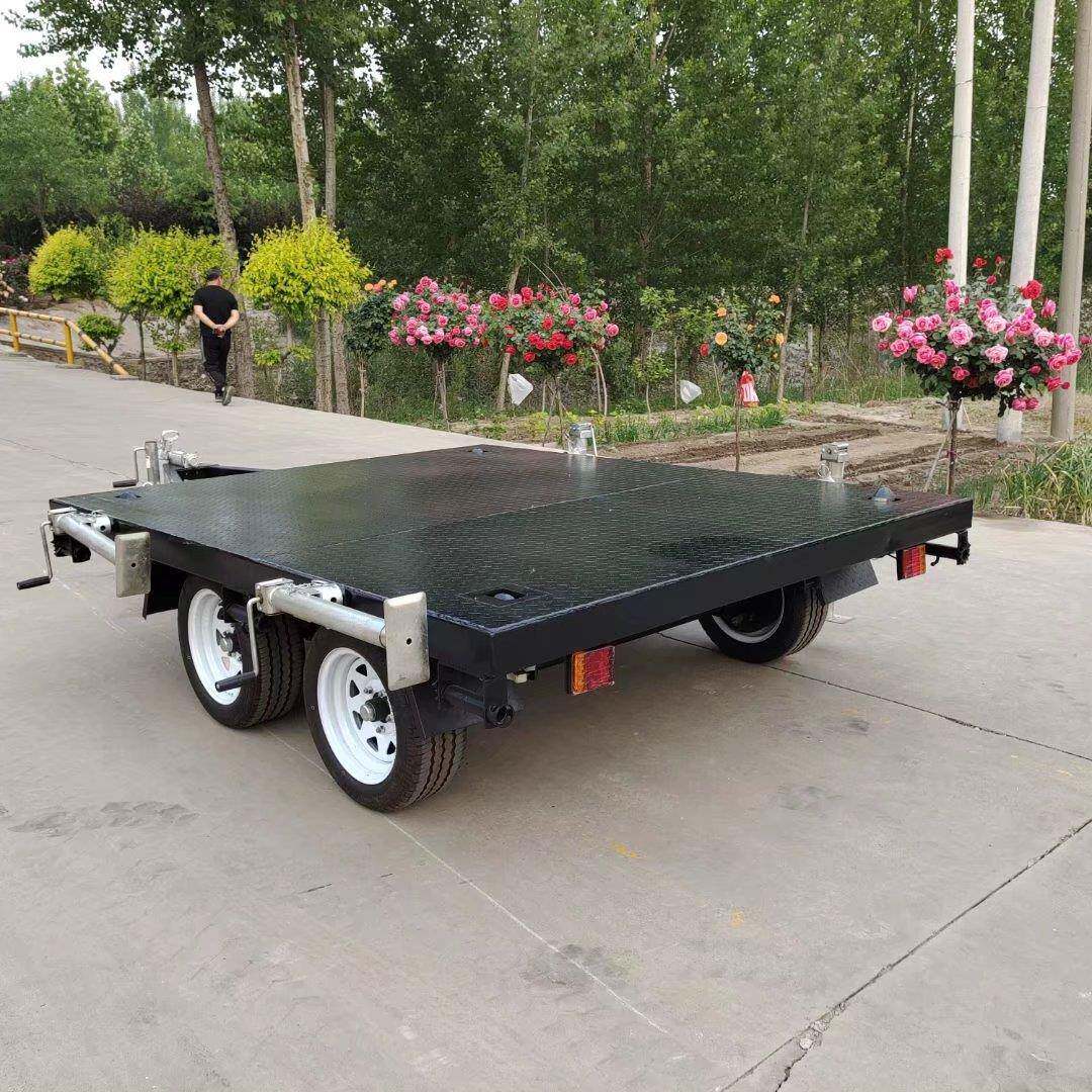 2吨箱体转运车平板拖车 厂家牵引式平板车工具货物拖车转运车