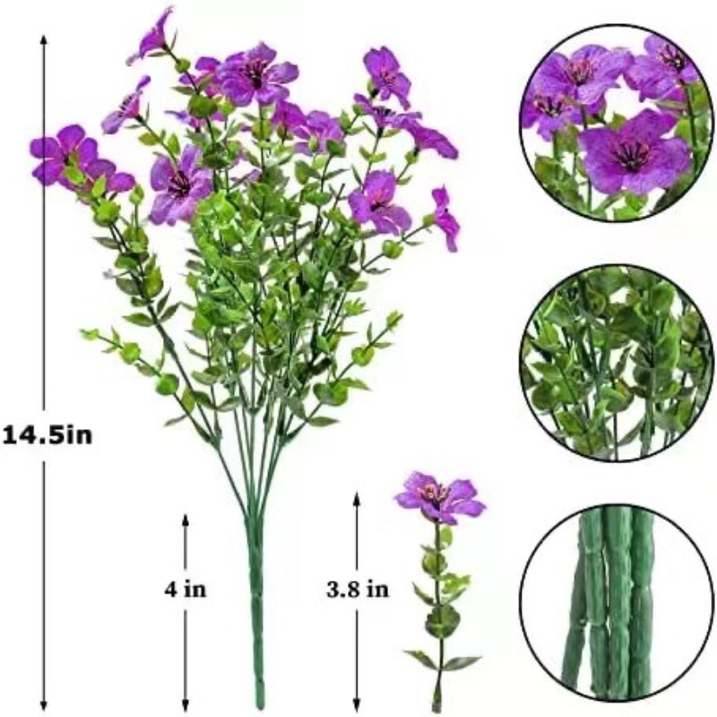 1Pcs Lifelike Violet Artificial Flowers for Outdoor Decor