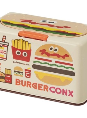 在途~日本购回汉堡BURGER CONX防灰尘一次性口罩收纳盒可收纳60枚
