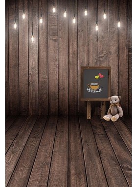 5x7ft  Restaurant Board Bulbs Wood Grain Pallets Washable No