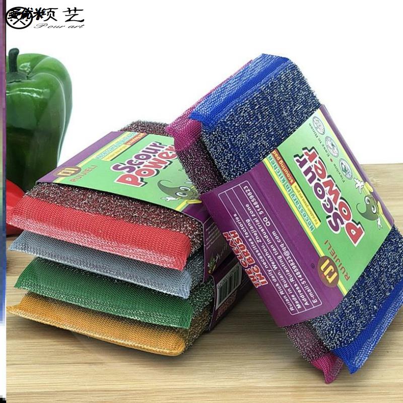 钢丝海绵洗碗布厨房去污百洁布刷锅碗钢丝刷不锈钢丝球海绵.