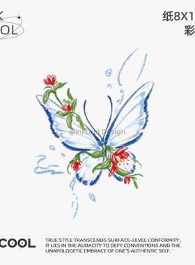 INKCOOL 花饰蝶纹身贴2025新款防水持久彩色纹身贴手臂腕IC076