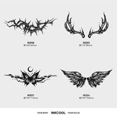 INKCOOL 大图草本纹身贴男女防水持久高级感遮盖疤痕贴纸锁骨腰