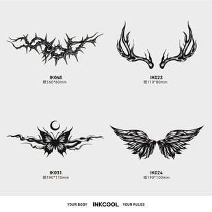 INKCOOL 大图草本纹身贴男女防水持久高级感遮盖疤痕贴纸锁骨腰