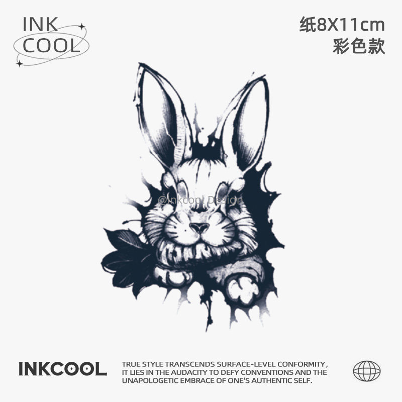 INKCOOL 酷兔头纹身贴防水保持久演唱会音乐节彩色纹身贴IC065