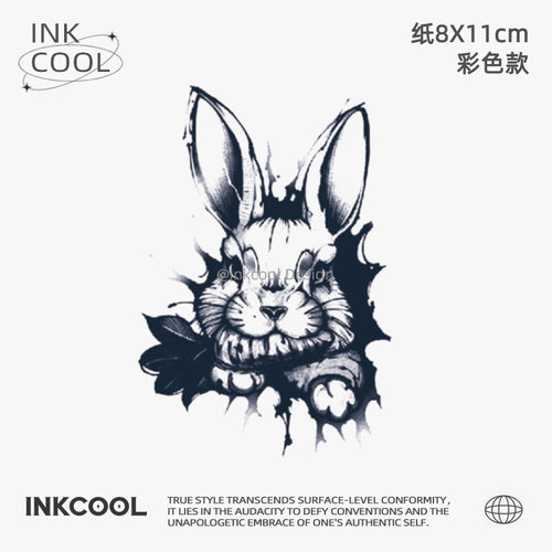 INKCOOL 酷兔头纹身贴防水保持久演唱会音乐节彩色纹身贴IC065