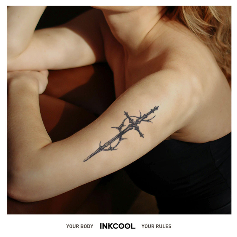 INKCOOL 十字凛刃纹身贴新款欧美个性防水持久草本纹身贴IK002