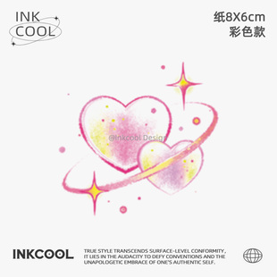 INKCOOL 幻粉心纹身贴音乐节梦幻防水持久彩色爱心纹身贴IC081