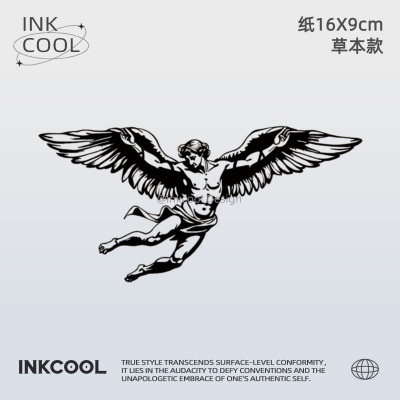 INKCOOL 飞翼天使纹身贴个性防水防汗保持久草本纹身贴后背IK113