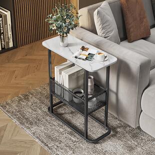 轻奢极窄边几客厅20cm沙发夹缝小茶几收纳边柜边几缝隙岩板侧边桌