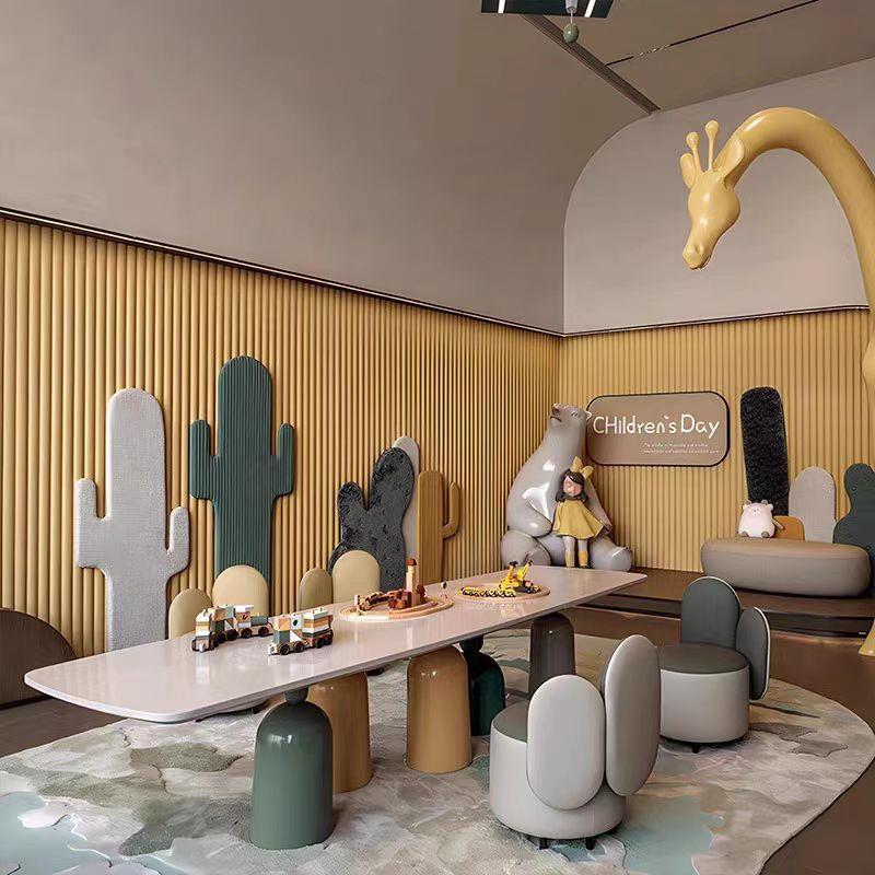 现代架空层娱乐区儿童桌椅组合样品屋展示中心部游乐园创意手工绘