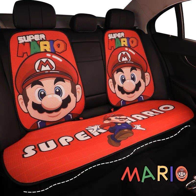 马里奥汽车坐垫卡通可爱夏季透气清爽座套创意四季通用座椅装饰垫