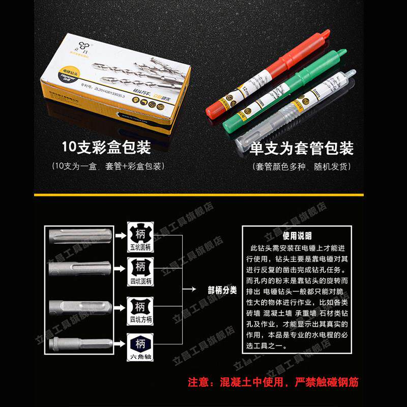 非标冲击钻头混凝土圆柄防滑加厚耐用多规格打孔工具套装组合