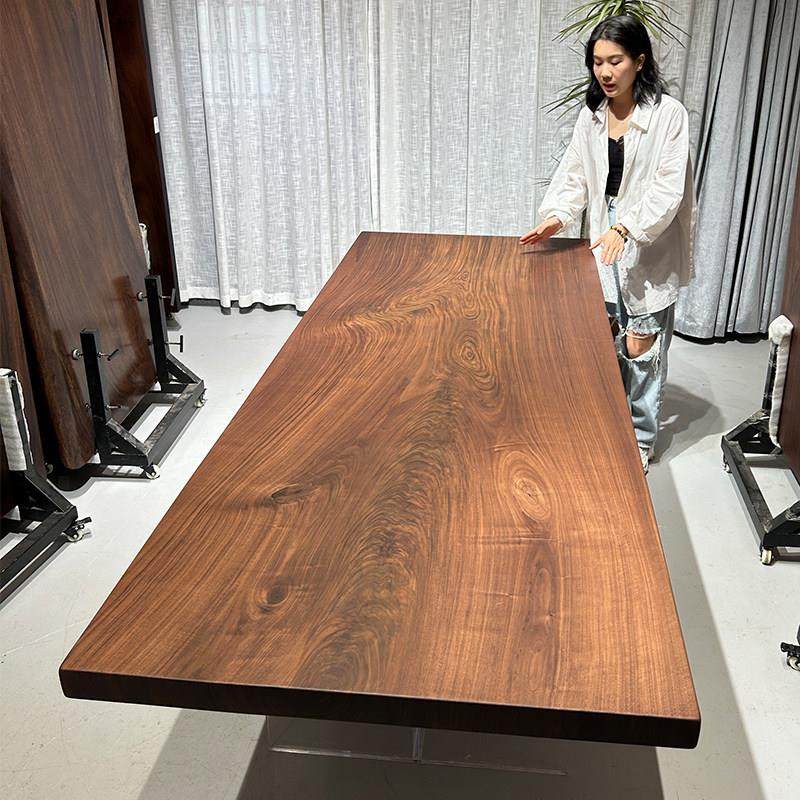 北美黑胡桃实木大板原木茶桌书桌原木岛台餐桌简约茶几办公桌定制,商业/办公家具,大班台/主管桌,淘宝优惠券,粉丝福利购,淘宝优惠卷
