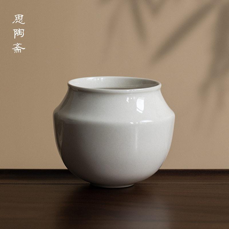 草木灰建水复古陶瓷茶具小号端水盂茶洗茶桌茶渣缸杯洗配件